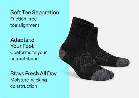 Bunion Relief, Padded Ankle Socks - Black