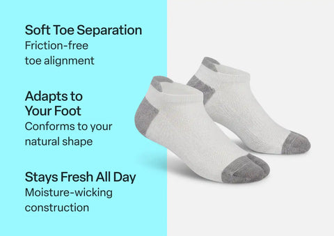 Bunion Relief, Padded Low Cut Socks - White