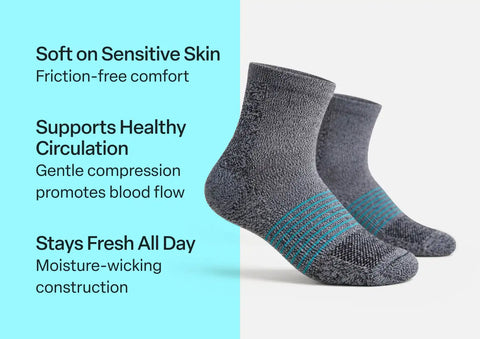 Compression Ankle Socks 20-30 mmHg - Gray/Teal Stripe