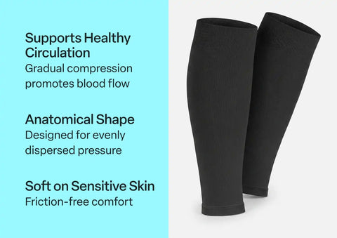 Compression Calf Sleeves Wide 20-30 mmHg - Black