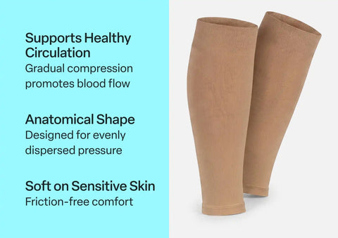 Compression Calf Sleeves Wide 20-30 mmHg - Tan