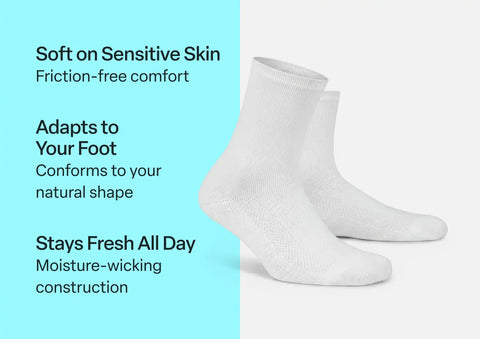 Extra Roomy Diabetic Socks (Thick) - White